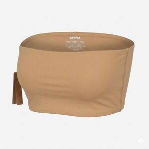 SKIMS Fits Everybody Bandeau Bra Ochre Tan Strapless M Seamless Layering Basic